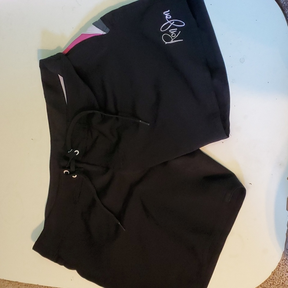 Ron Jon surf shop women's 9 black with pink & white stripes board shorts